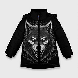 Куртка зимняя для девочки Серый хищник, цвет: 3D-черный