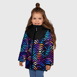 Куртка зимняя для девочки Чёрный берег и рябь на волнах, цвет: 3D-черный — фото 2