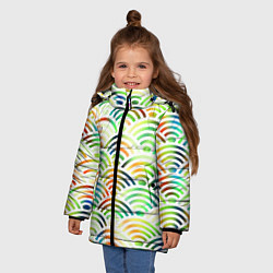 Куртка зимняя для девочки Белая рыба - чешуя-волна, цвет: 3D-черный — фото 2