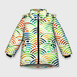Куртка зимняя для девочки Белая рыба - чешуя-волна, цвет: 3D-светло-серый