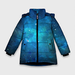 Зимняя куртка для девочки Голубой космос