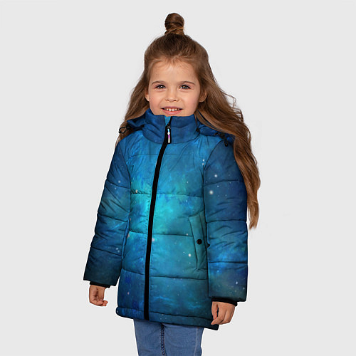 Зимняя куртка для девочки Голубой космос / 3D-Светло-серый – фото 3