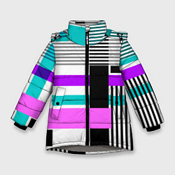 Зимняя куртка для девочки Геометрический узор в стиле пэчворк