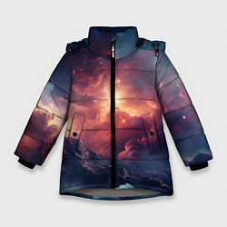 Куртка зимняя для девочки Космические облака, цвет: 3D-светло-серый
