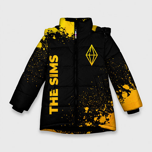 Зимняя куртка для девочки The Sims - gold gradient вертикально / 3D-Черный – фото 1