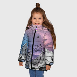 Куртка зимняя для девочки Lil Peep ангел рисунок, цвет: 3D-светло-серый — фото 2