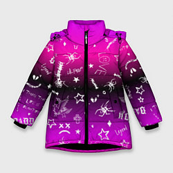 Куртка зимняя для девочки Тату Лил Пипа на фиолетовом, цвет: 3D-черный