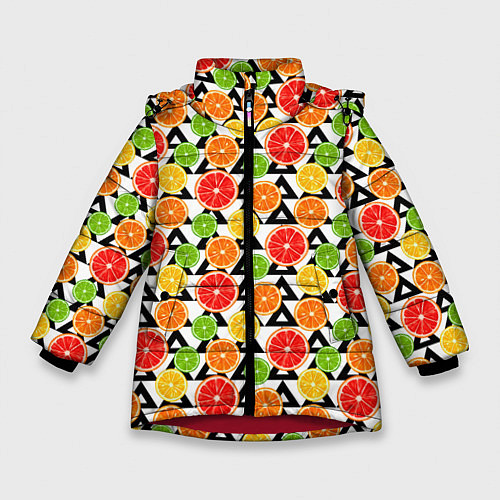 Зимняя куртка для девочки Citrus pattern / 3D-Красный – фото 1