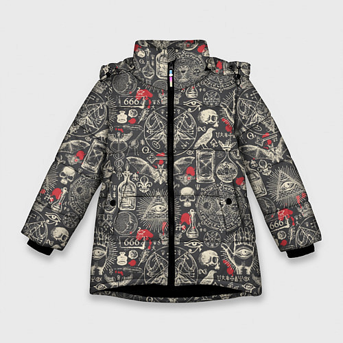 Зимняя куртка для девочки Колдовство и чёрная магия / 3D-Черный – фото 1