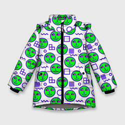 Куртка зимняя для девочки Green smiley face, цвет: 3D-светло-серый