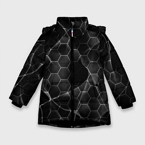 Зимняя куртка для девочки Чёрные соты / 3D-Черный – фото 1
