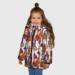 Куртка зимняя для девочки Ловцы снов этническое искусство, цвет: 3D-черный — фото 2