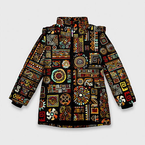Зимняя куртка для девочки Африканский этнический орнамент / 3D-Черный – фото 1