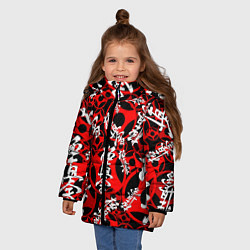 Куртка зимняя для девочки Карате киокушинкай лого паттерн, цвет: 3D-черный — фото 2