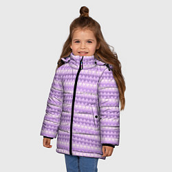 Куртка зимняя для девочки Геометрический узор с сердцами, цвет: 3D-черный — фото 2