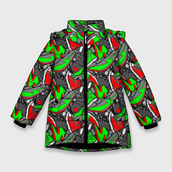 Куртка зимняя для девочки Разноцветные кеды, цвет: 3D-черный