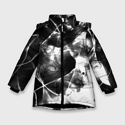 Куртка зимняя для девочки Черный дым и паттерны, цвет: 3D-черный