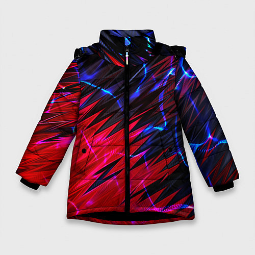 Зимняя куртка для девочки Вибро волны / 3D-Черный – фото 1