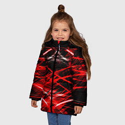 Куртка зимняя для девочки Красный лазер линии, цвет: 3D-черный — фото 2