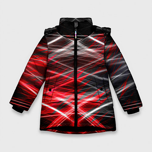 Зимняя куртка для девочки Красный лазер линии / 3D-Черный – фото 1