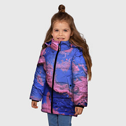 Куртка зимняя для девочки Розовая пена на синей краске, цвет: 3D-красный — фото 2