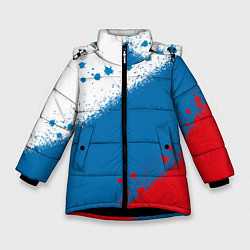 Куртка зимняя для девочки Российский триколор, цвет: 3D-черный