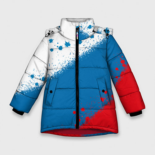 Зимняя куртка для девочки Российский триколор / 3D-Красный – фото 1