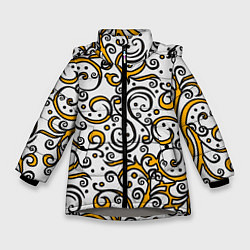 Зимняя куртка для девочки Жёлтый кружевной узор