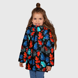 Куртка зимняя для девочки Тропические лягушки, цвет: 3D-черный — фото 2