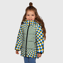 Куртка зимняя для девочки Оптическая иллюзия арт, цвет: 3D-черный — фото 2