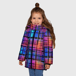 Куртка зимняя для девочки Неоновый паттерн, цвет: 3D-красный — фото 2