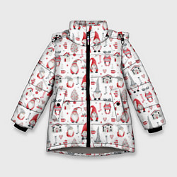 Куртка зимняя для девочки Акварельные гномы, цвет: 3D-светло-серый