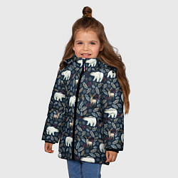 Куртка зимняя для девочки Акварельные медведи и олени, цвет: 3D-черный — фото 2