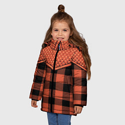 Куртка зимняя для девочки Стёжка: рыжая клетка, цвет: 3D-черный — фото 2