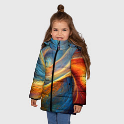Куртка зимняя для девочки Космические завихрения, цвет: 3D-черный — фото 2