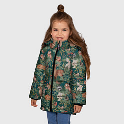 Куртка зимняя для девочки Goblincore - лес зверей, цвет: 3D-красный — фото 2