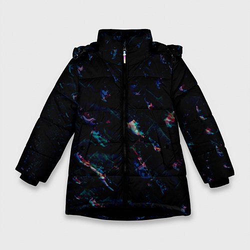 Зимняя куртка для девочки Лазурные сапфиры / 3D-Черный – фото 1