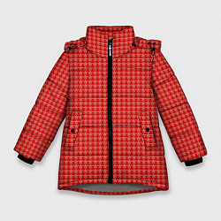 Зимняя куртка для девочки Мелкие снежинки паттерн красный