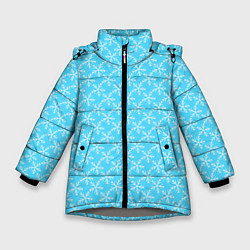 Зимняя куртка для девочки Паттерн снежинки голубой