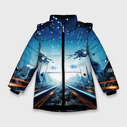 Зимняя куртка для девочки Космическая абстракция