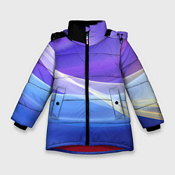 Куртка зимняя для девочки Фиолетовая и голубая абстракция, цвет: 3D-красный