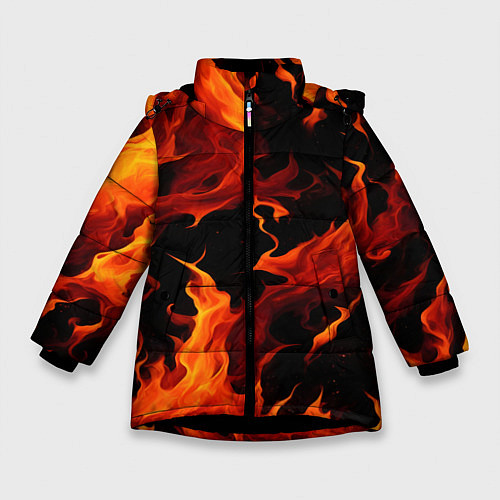 Зимняя куртка для девочки Пламя в темноте / 3D-Черный – фото 1