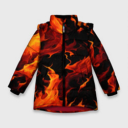 Куртка зимняя для девочки Пламя в темноте, цвет: 3D-красный