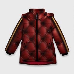Куртка зимняя для девочки Бордовая кожаная текстура, цвет: 3D-красный