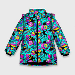 Куртка зимняя для девочки Childrens music, цвет: 3D-черный