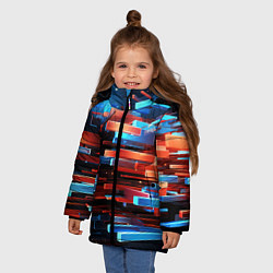 Куртка зимняя для девочки Прямоугольная абстракция, цвет: 3D-черный — фото 2