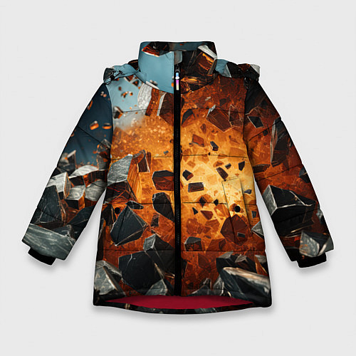 Зимняя куртка для девочки Большой взрыв камней / 3D-Красный – фото 1