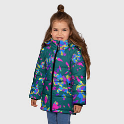 Куртка зимняя для девочки Абстрактные лепестки, цвет: 3D-светло-серый — фото 2