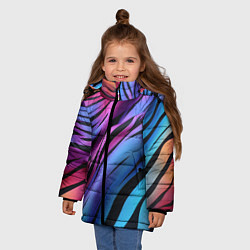 Куртка зимняя для девочки Линия неонового цвета, цвет: 3D-черный — фото 2