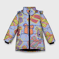 Зимняя куртка для девочки Узор с яркими разноцветными бантами в горошек
